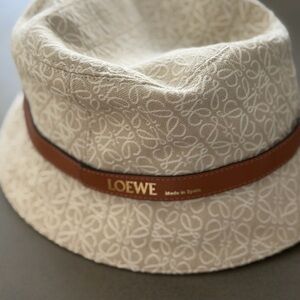 Loewe Cream Bucket Hat with Tan Band